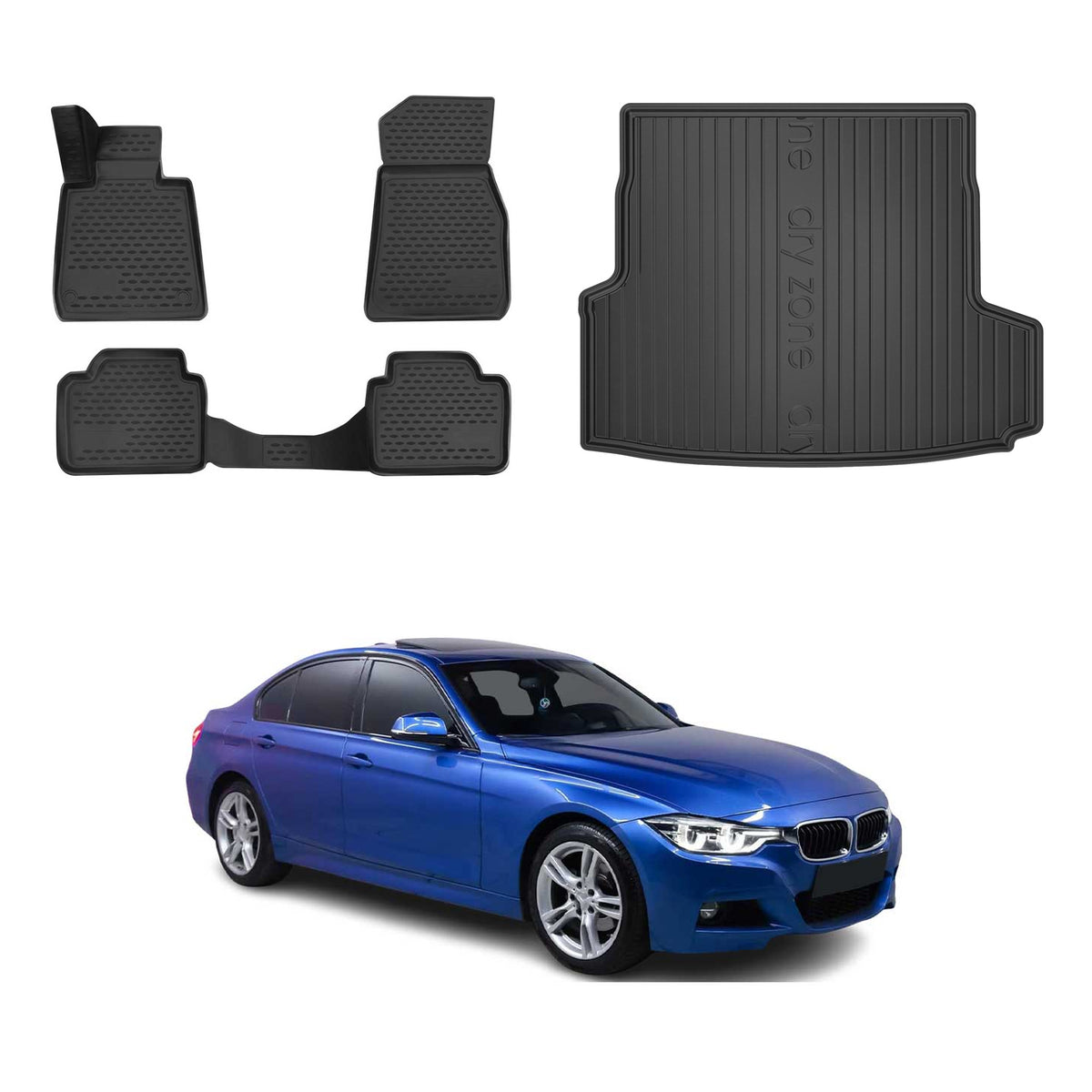 OMAC Kit Tapis de Sol et Coffre pour BMW Serie 3 F31 Break 2012-2019 Noir