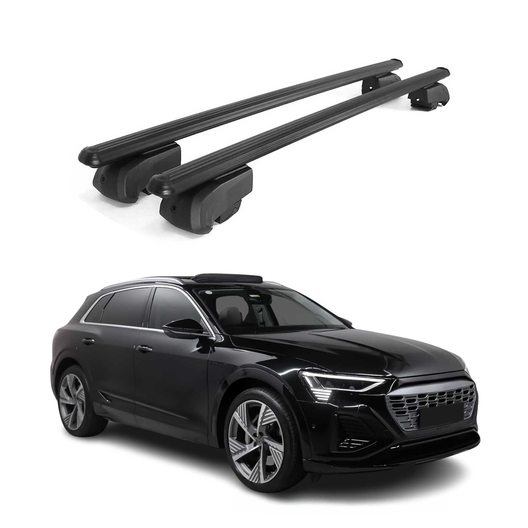 Barres de toit Transversales pour Audi E-Tron 2018-2025 Aluminium Noir ABE