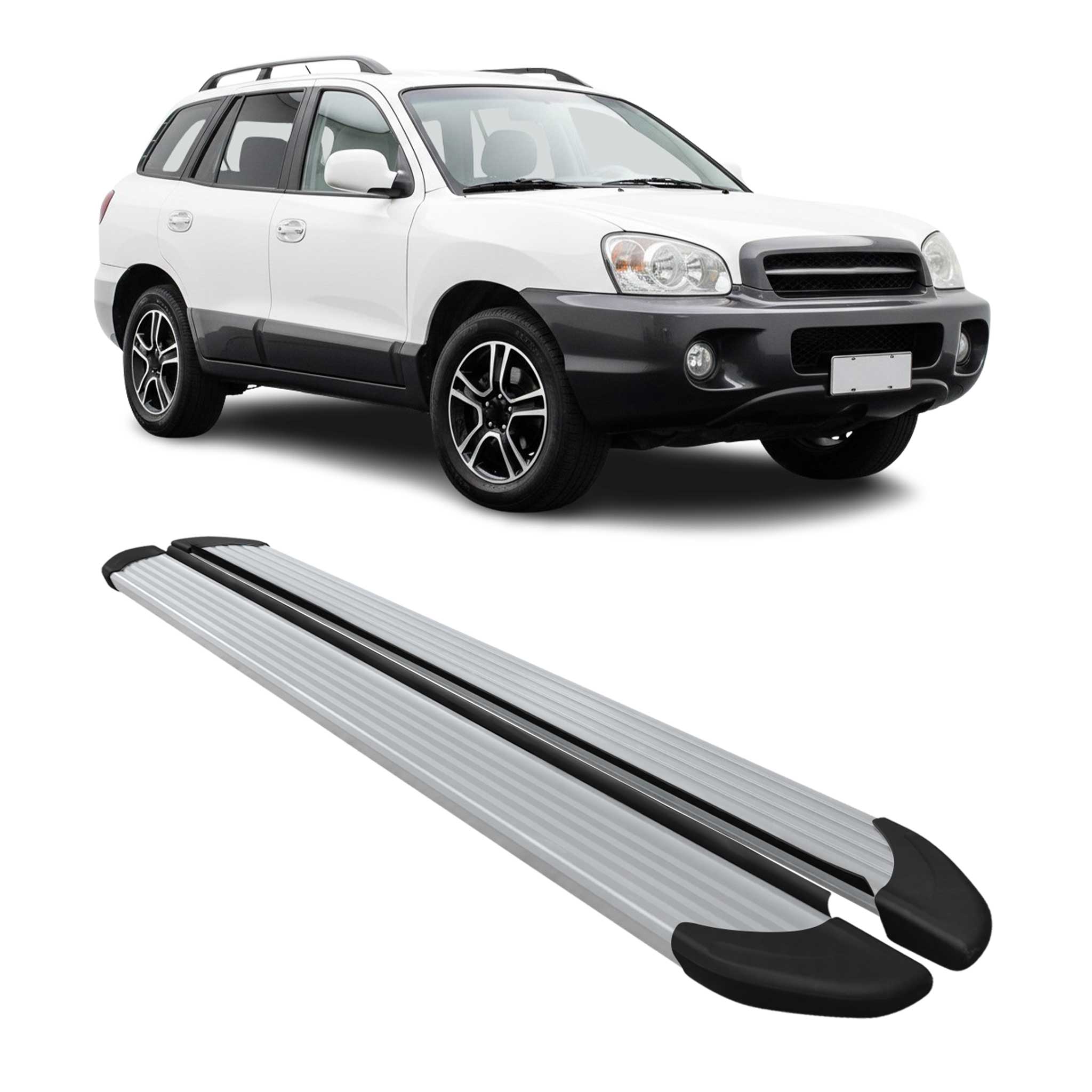 Marchepieds Latéraux pour Hyundai Santa Fe 2000-2006 Aluminium Argent 2Pcs