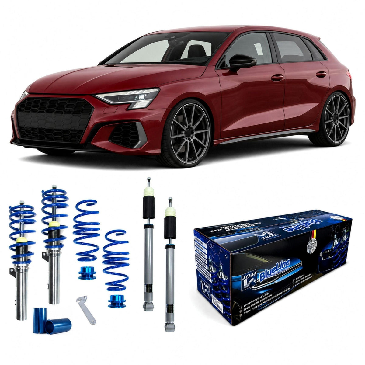 JOM BlueLine Combinés Filetés pour Audi A3 (GY) 35 40 TFSI/30 TDI/35 TDI 2020-