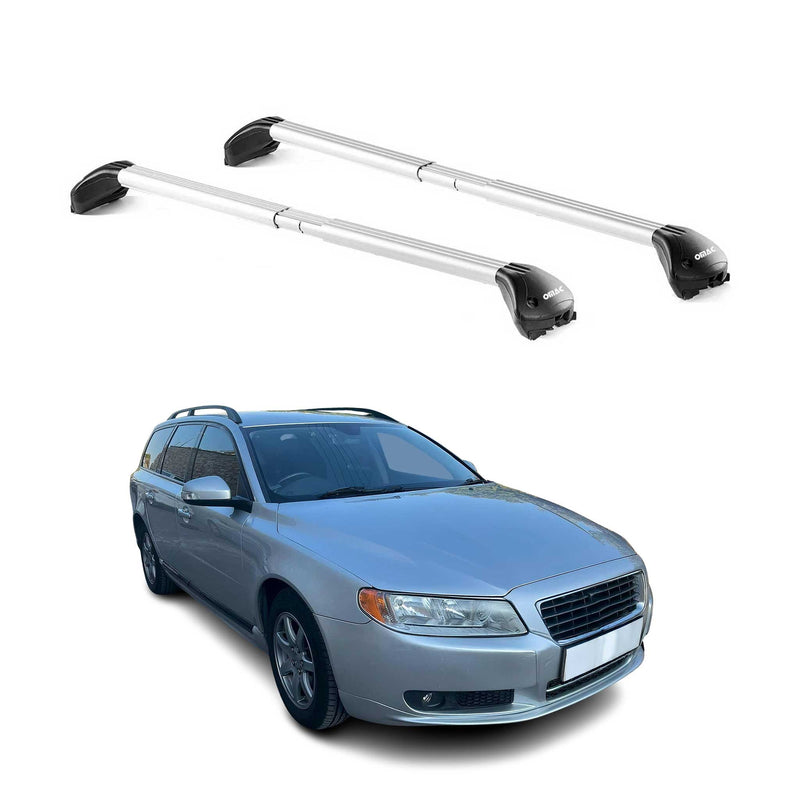 Barres de toit transversales pour Volvo V70 2007-2016 5P Gris Argenté 2x ABE