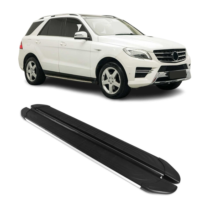 Marchepieds Latéraux pour Mercedes Classe M W166 2011-2019 Alu Gris Noir 2Pcs