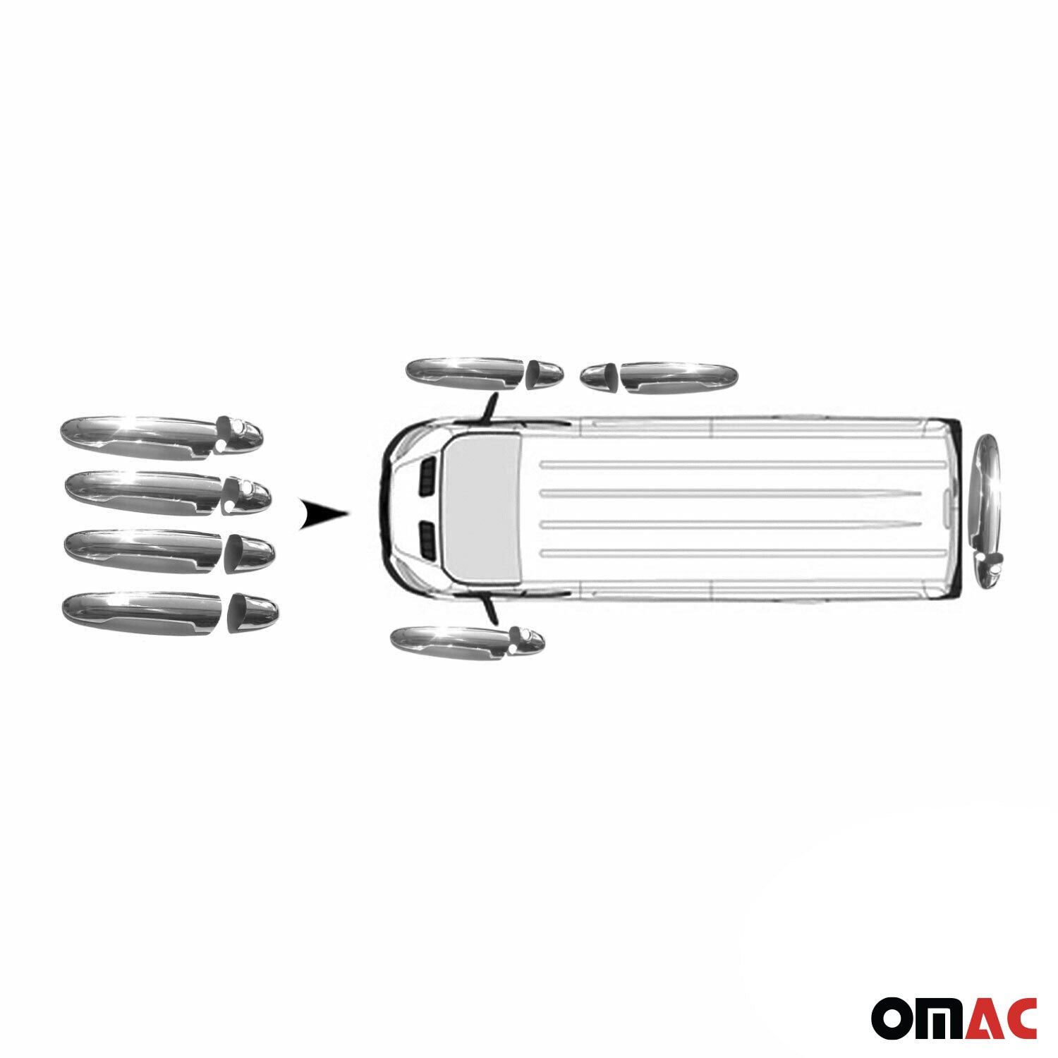 Couvercle de Poignée de porte pour VW Crafter 2006-2018 inox Chromé 8Pcs