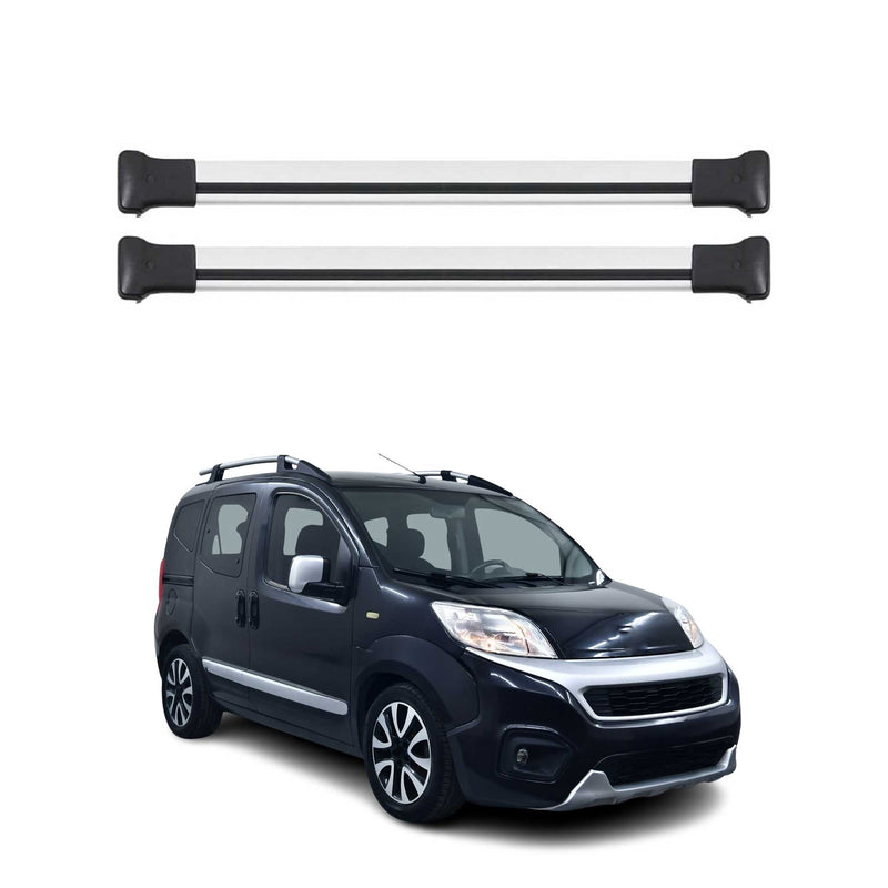 Barres de toit transversales pour Fiat Fiorino Qubo 2008-2019 Aluminium Gris