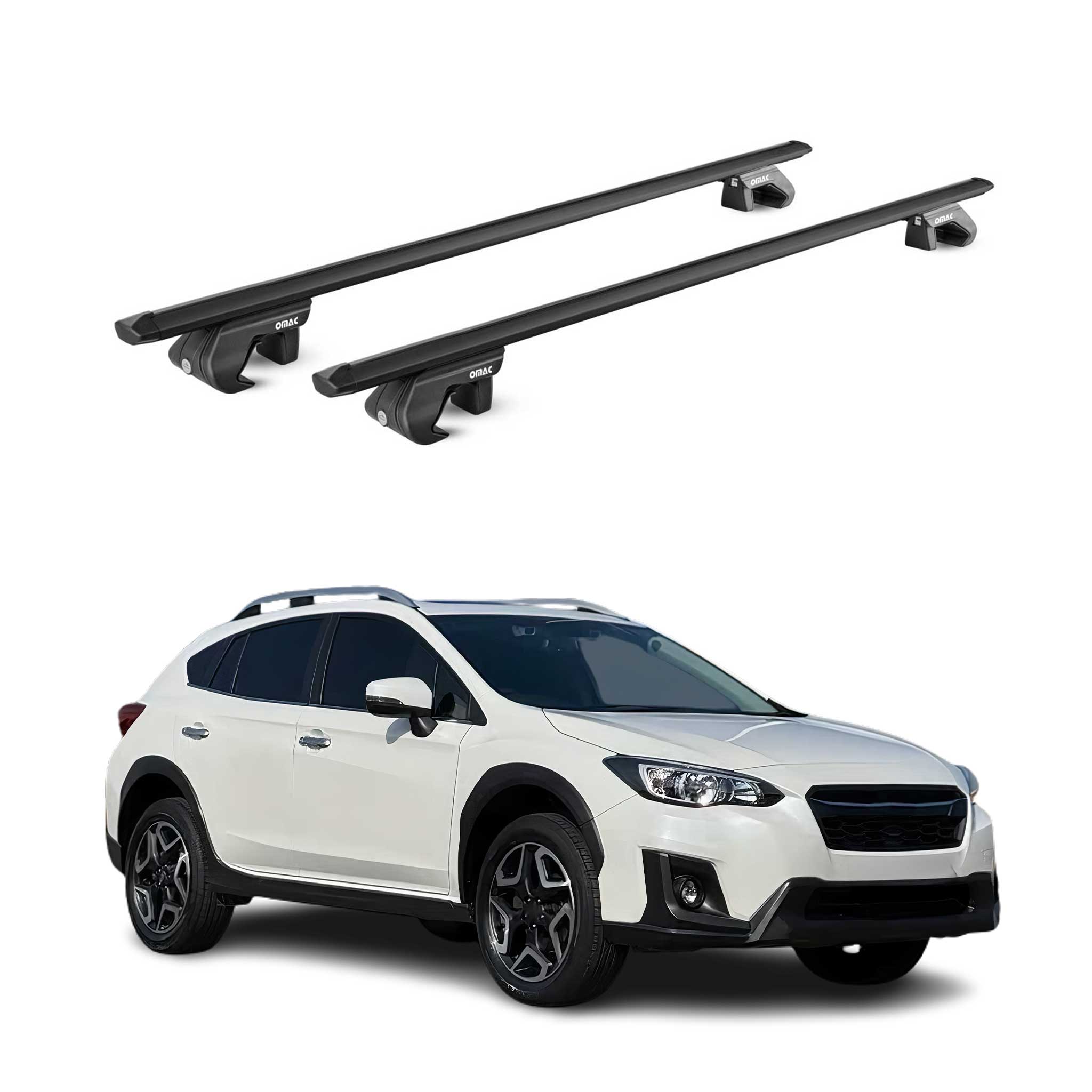 Barres de toit transversales pour Subaru XV 2018-2025 Alu Noir 2 pièces ABE