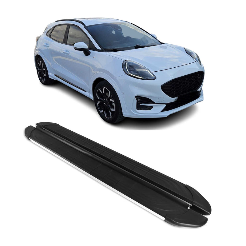 Marchepieds Latéraux pédale pour Ford Puma 2019-2025 Aluminium Gris Noir 2Pcs