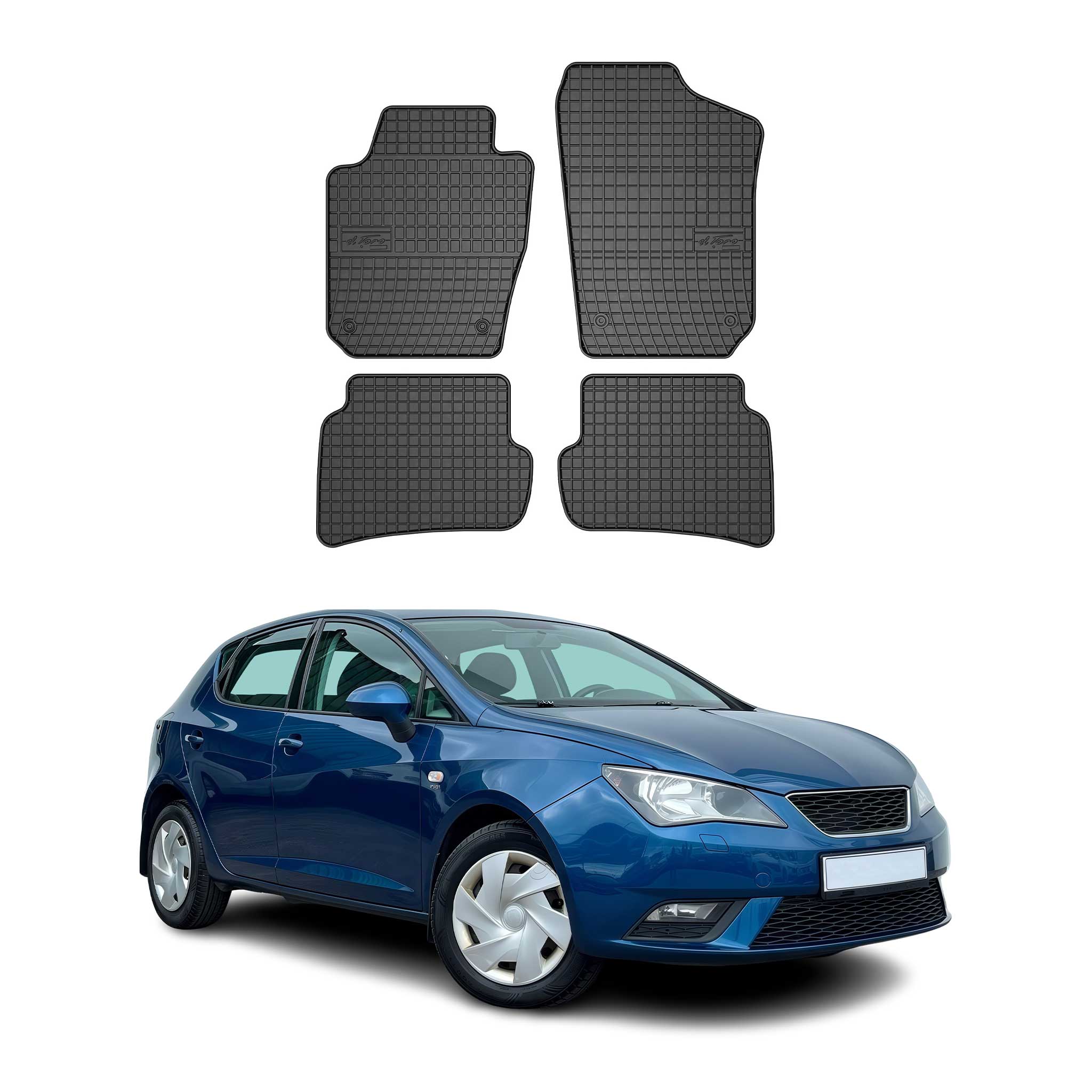 Tapis de Sol pour Seat Ibiza IV 2008-2017 OMAC Caoutchouc Noir 4Pcs