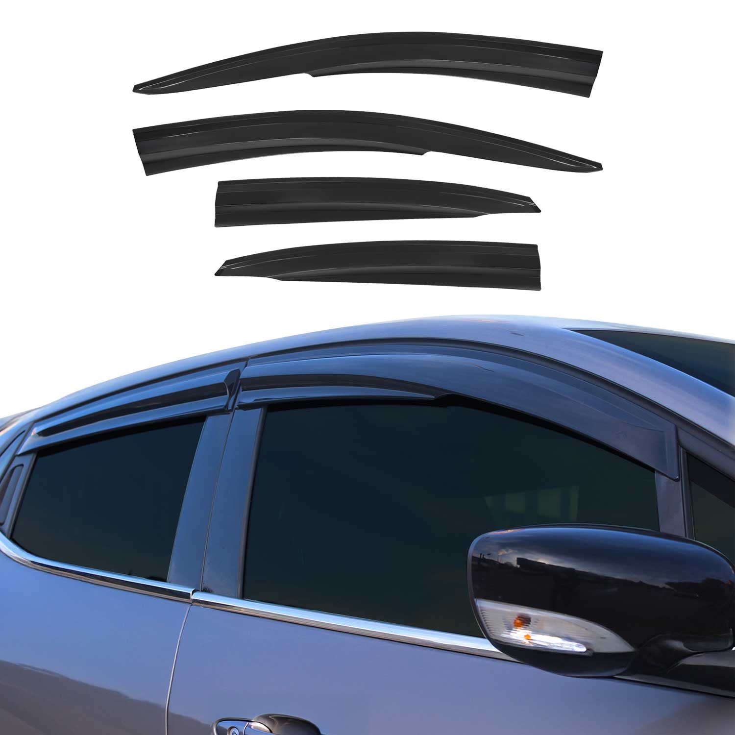 Déflecteurs De Vent Pluie D'air pour Ford Focus MK2 Berline 2004-2010 Noir 4Pcs