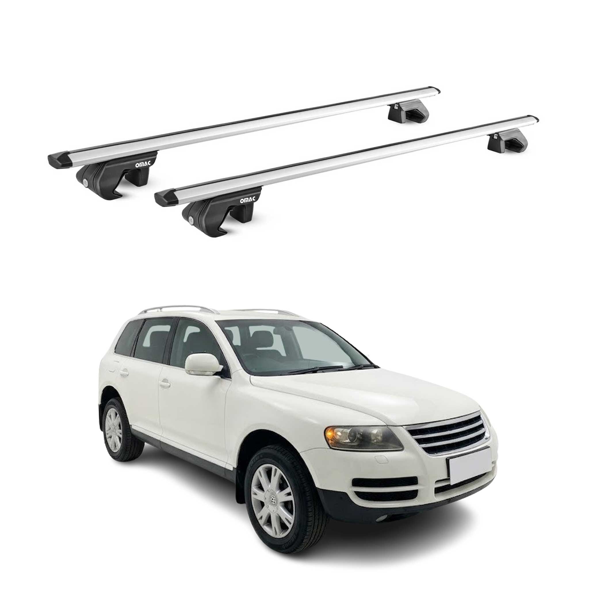 Barres de toit transversales ABE pour VW Touareg I 2002-2010 Aluminium Gris 2x