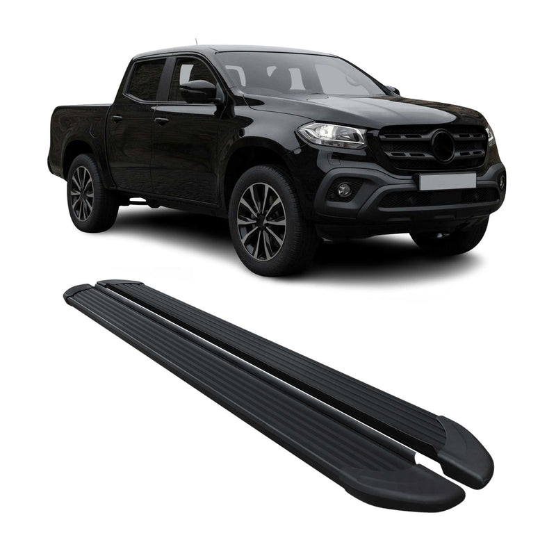 Marchepieds Latéraux pour Mercedes Classe X Double Cab 2017-2020 Noir Alu 2Pcs