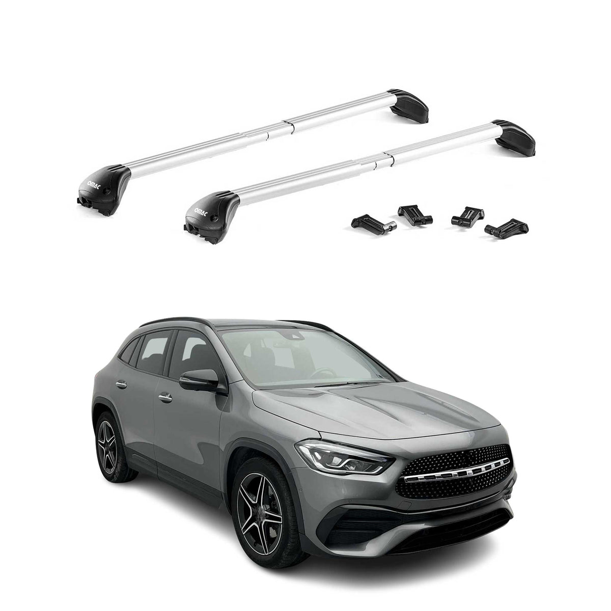 Barres de toit transversales pour Mercedes GLA H247 2020-2026 Alu Gris 2x