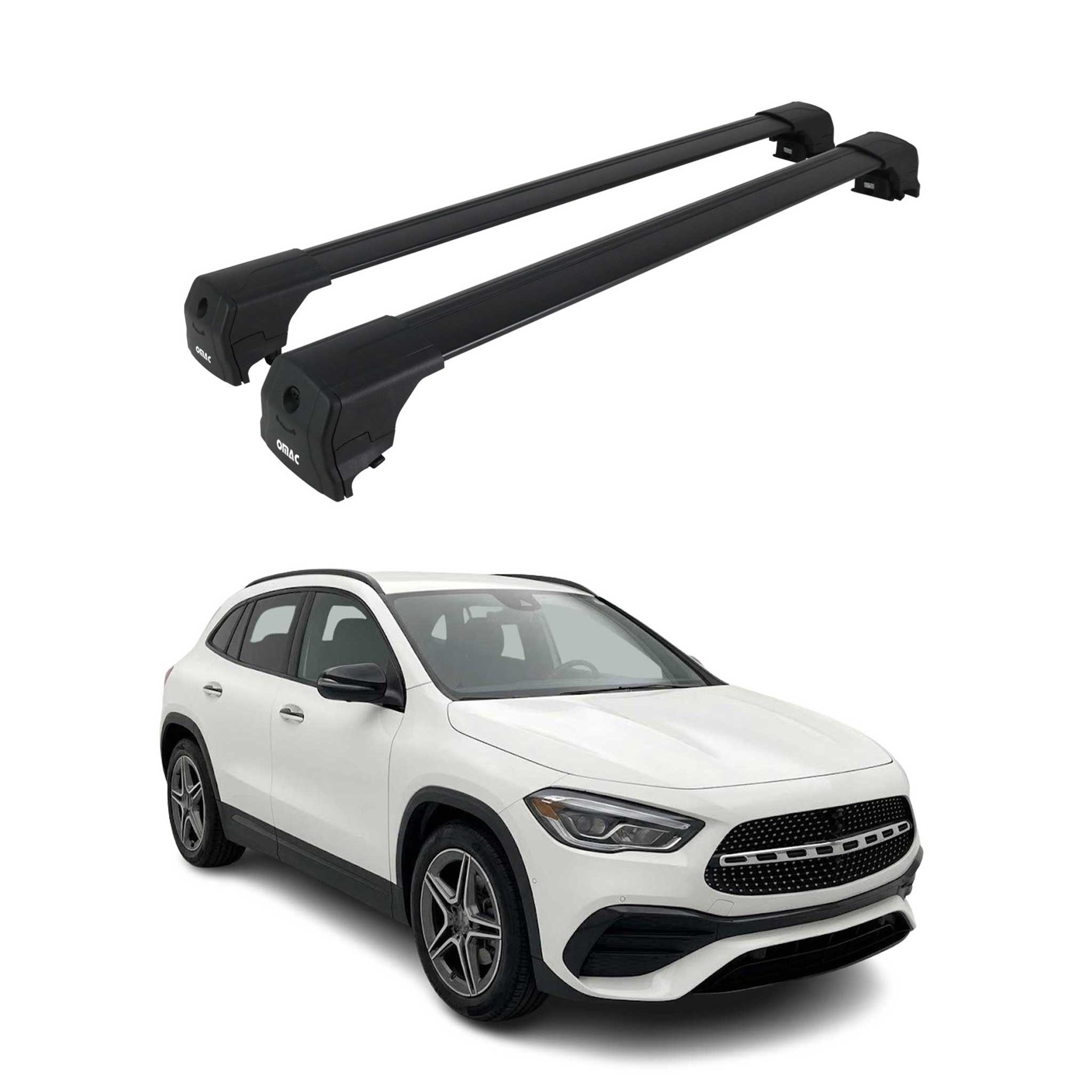 Barres De Toit Transversales pour Mercedes Classe GLA 2020-2026 Alu Noir ABE