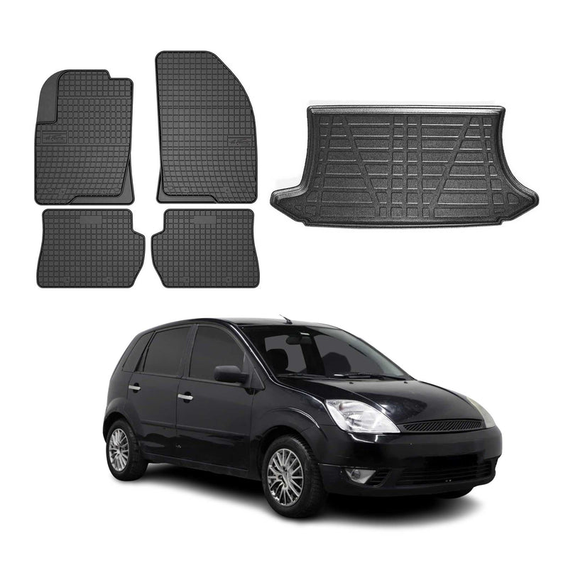 Kit Tapis de sol et coffre pour Ford Fiesta 2001-2008 HB TPE Noir