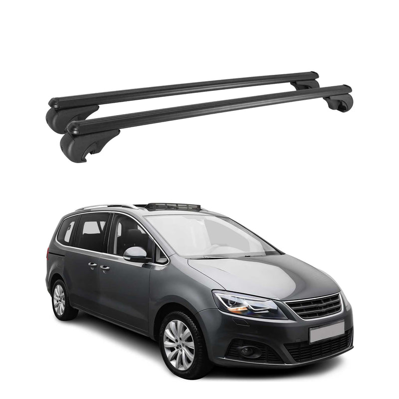 Barres de toit Transversales pour Seat Alhambra 2010-2021 Aluminium Noir