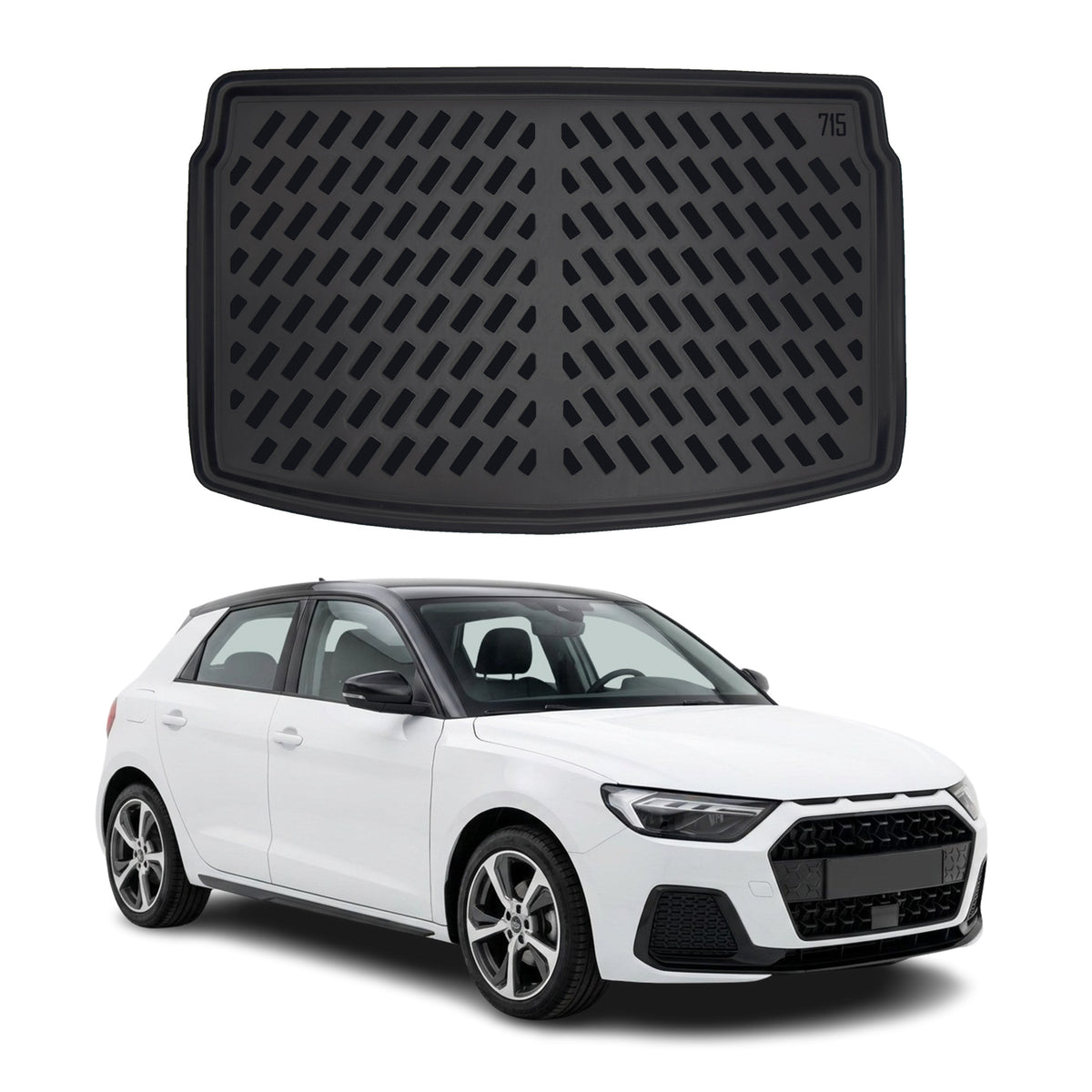 Tapis de coffre Supérieur pour Audi A1 2018-2026 Noir 3D en Caoutchouc TPE