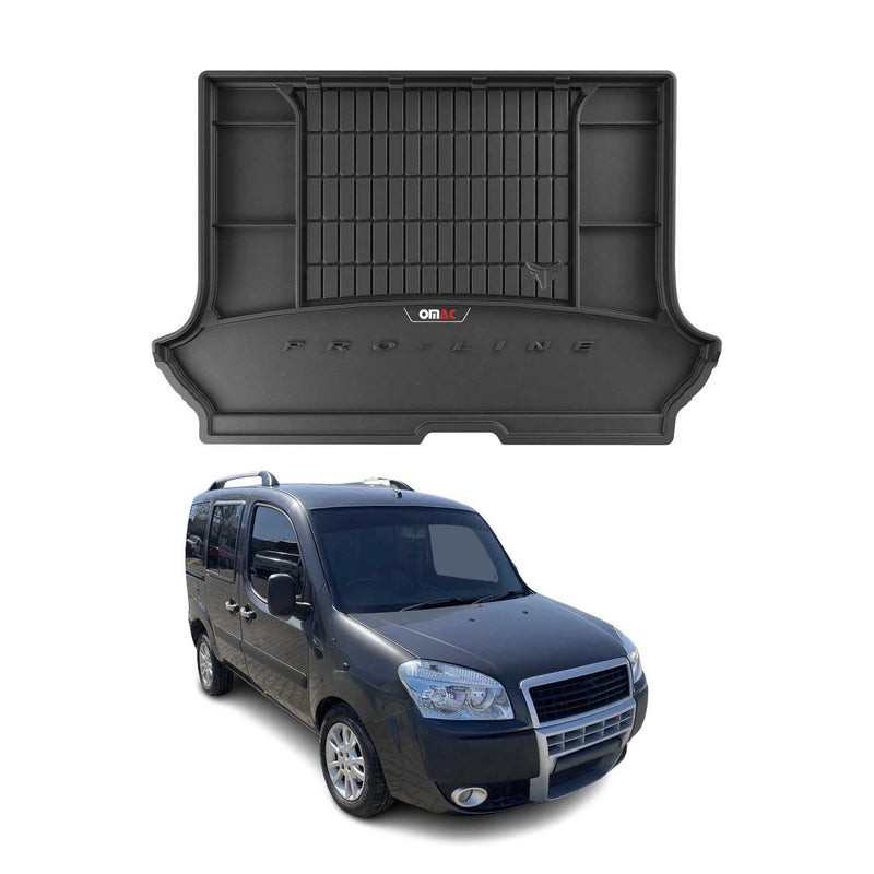 OMAC Tapis de coffre pour Fiat Doblo I 2000-2010 en TPE Noir Qualité Premium