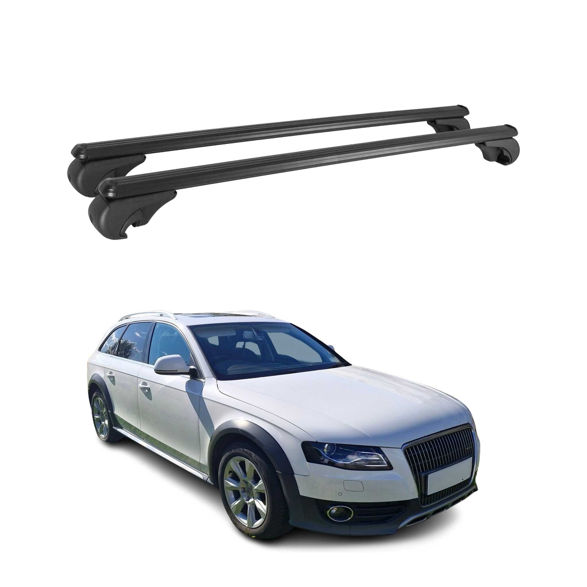 Barres de toit transversales pour Audi A4 B8 Avant 2008-2012 Alu Noir 2x