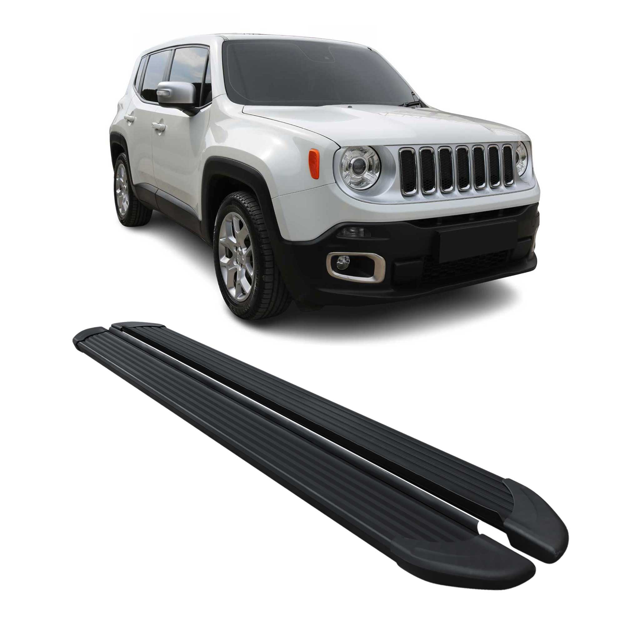 Marchepieds Latéraux pédale pour Jeep Renegade 2015-2024 Noir Aluminium 2Pcs