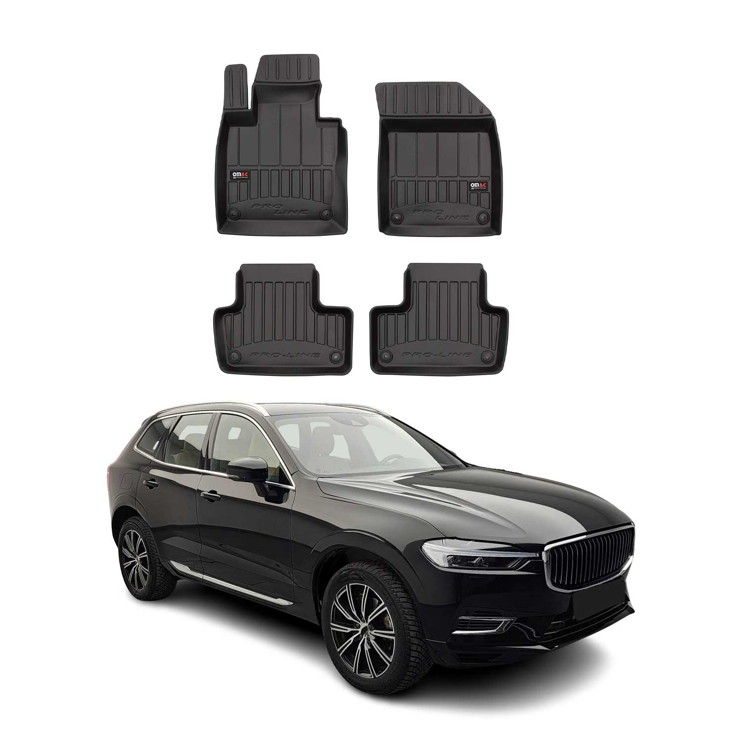 OMAC Tapis de sol en caoutchouc pour Volvo XC60 2017-2024 Noir Premium