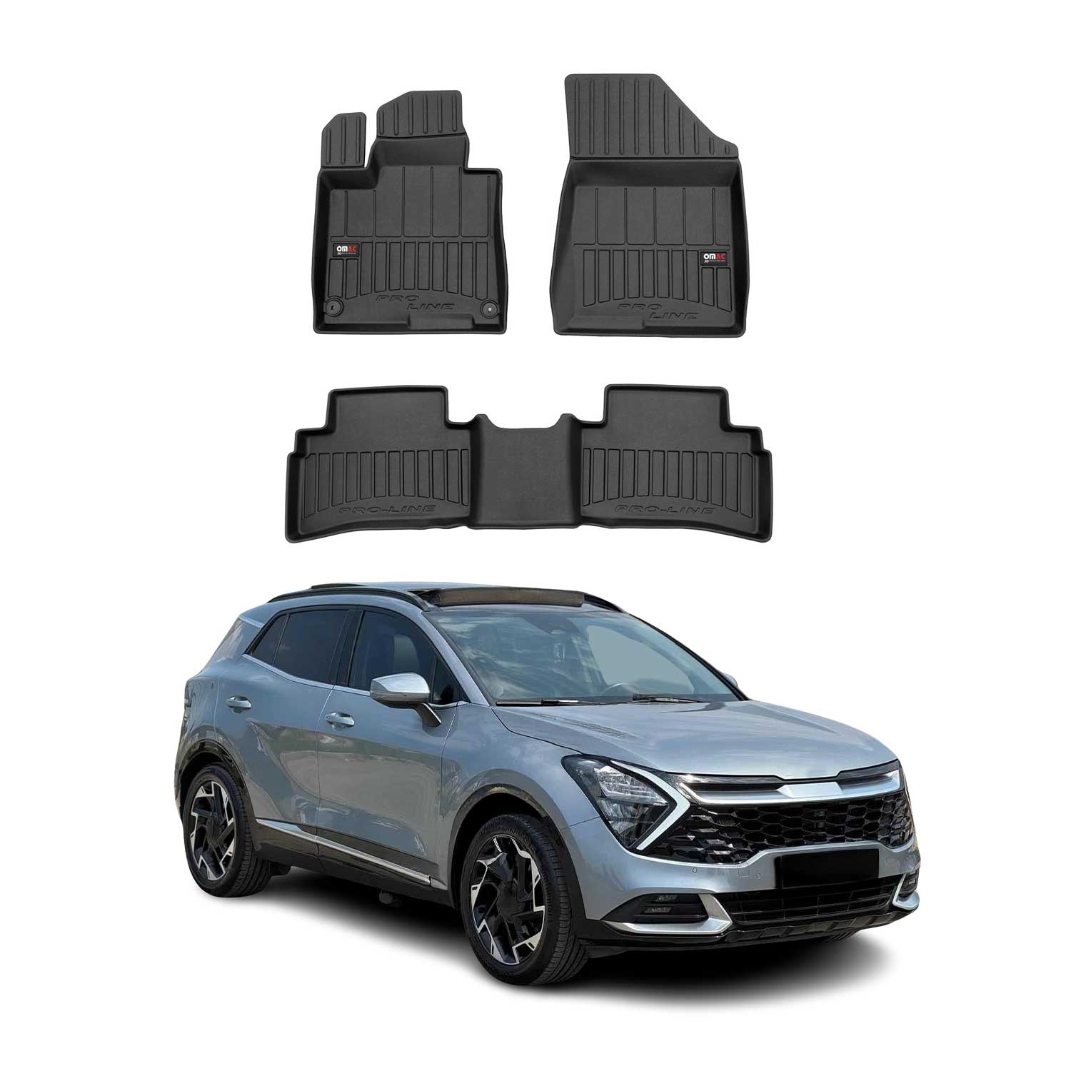 OMAC Tapis de sol en caoutchouc pour KIA Sportage 5 2021-2025 Noir Premium