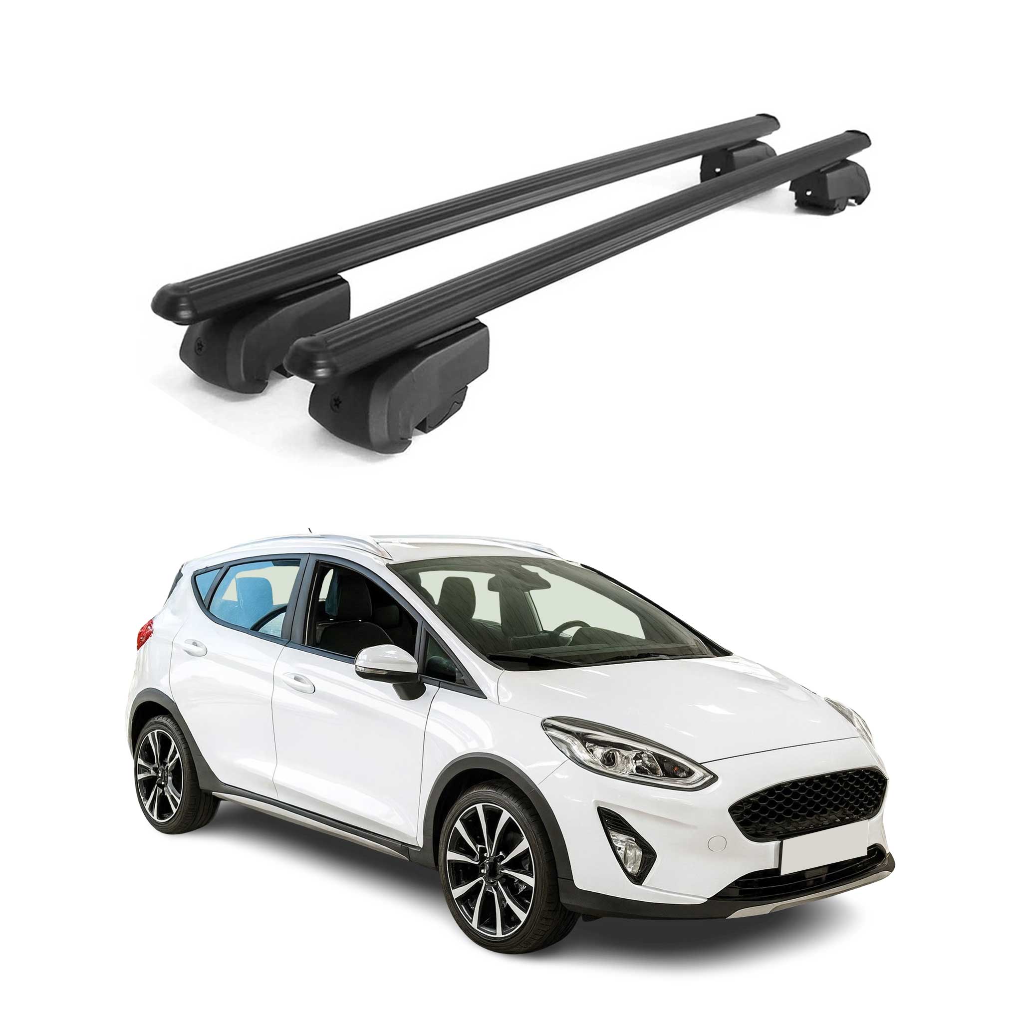 Barres de toit Transversales pour Ford Fiesta Active 2018-2023 Alu Noir ABE