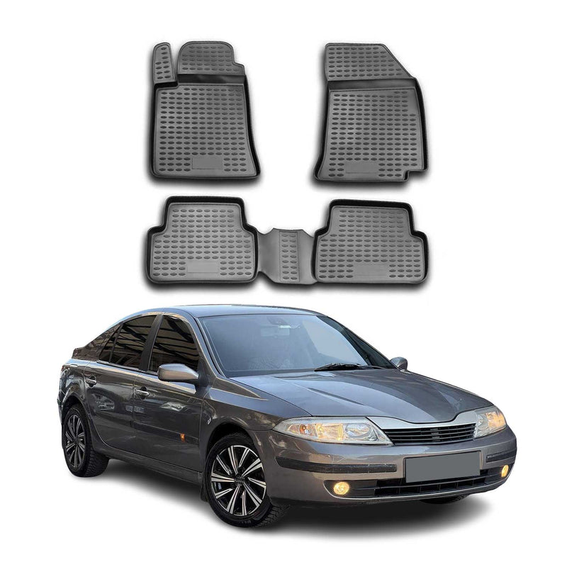 Tapis de sol pour Renault Laguna II 2001-2007 en caoutchouc TPE 3D Noir 4Pcs