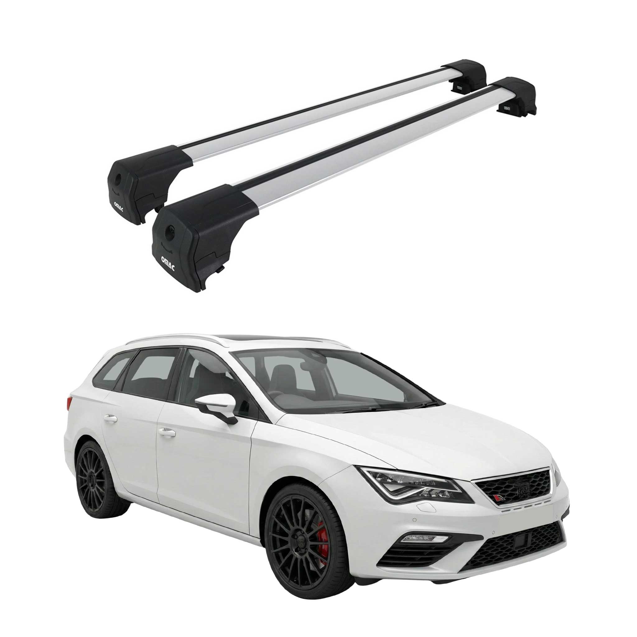 Barres de toit transversales pour Seat Leon Cupra ST III 2015-2020 Alu Gris 2Pcs