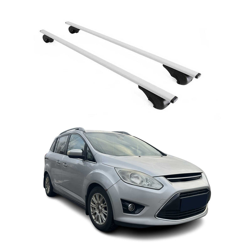 Barres de toit Transversales pour Ford Grand C-Max 2010-2019 Fer Argent