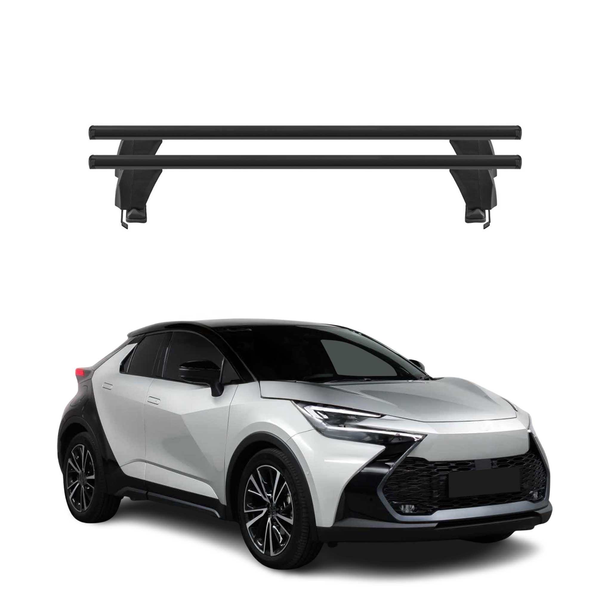 Menabo Barres de toit transversales pour Toyota C-HR II 2024-2026 Alu Noir 2x