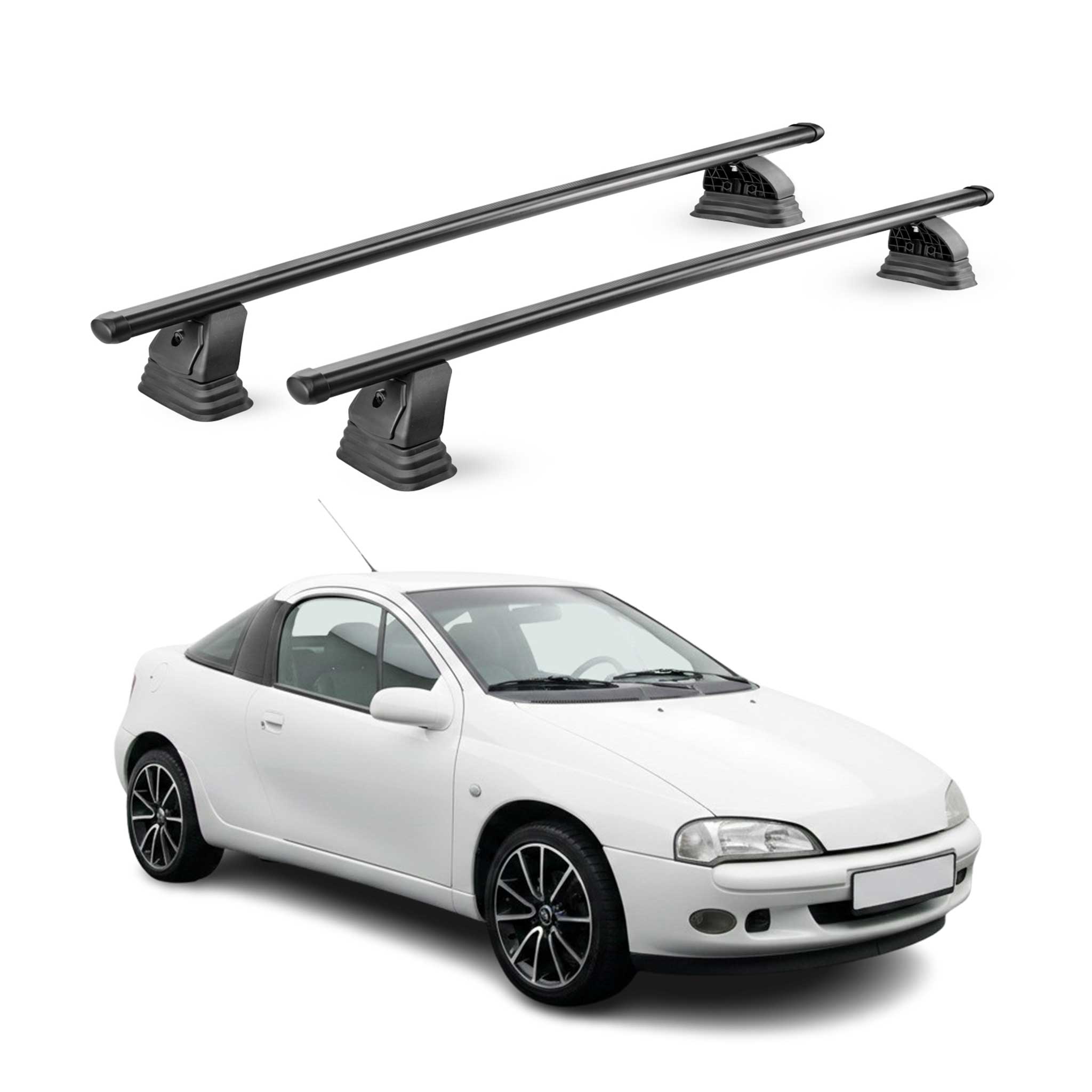 Barres de toit transversales acier pour Opel Tigra A 1994-2000 TÜV 75 kg Noir 2x