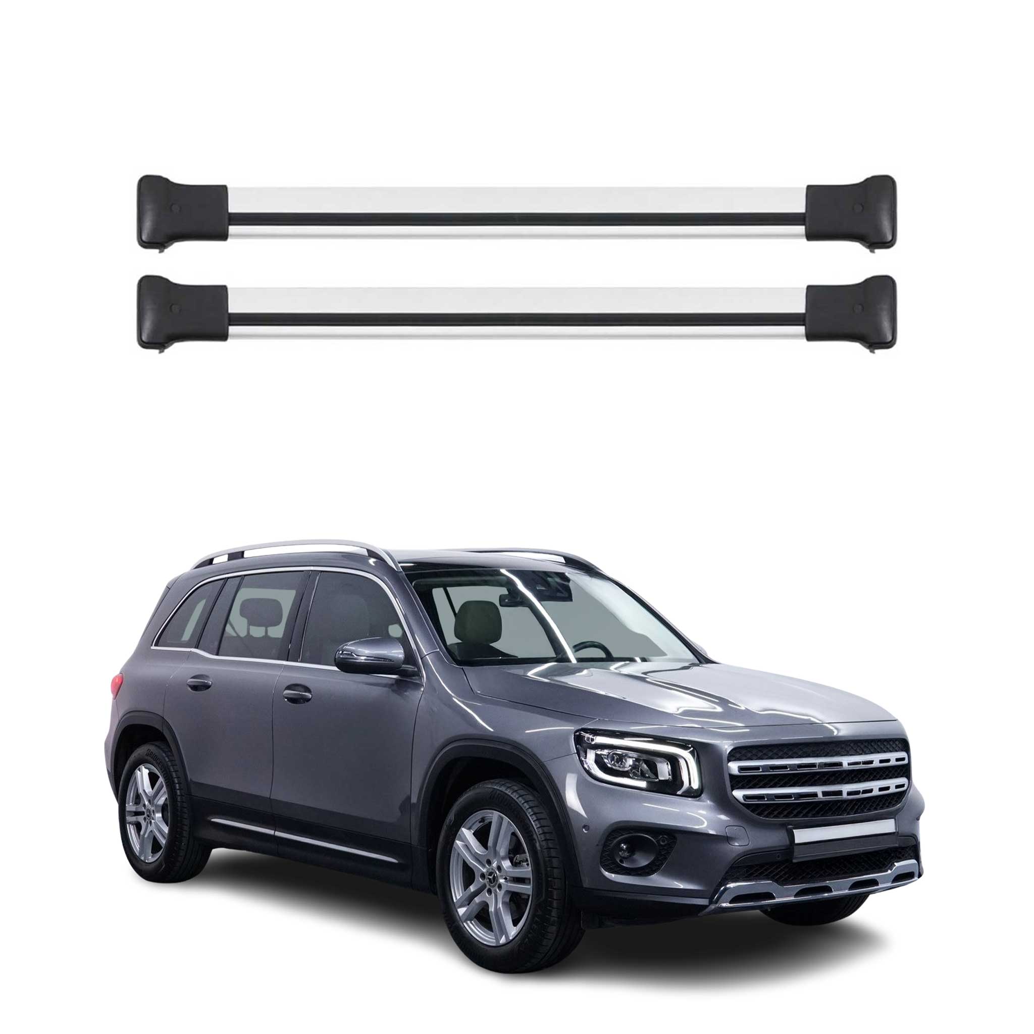 Barres de toit transversales pour Mercedes GLB X247 2019-2026 Aluminium Gris 2x