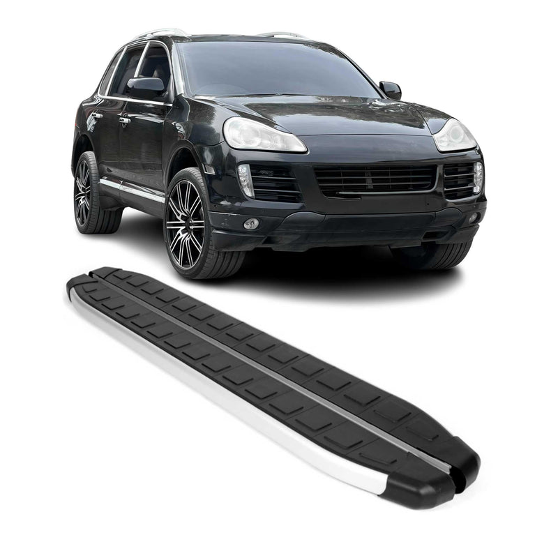 Marchepieds Latéraux pédale pour Porsche Cayenne 2003-2010 Alu Noir Gris 2Pcs