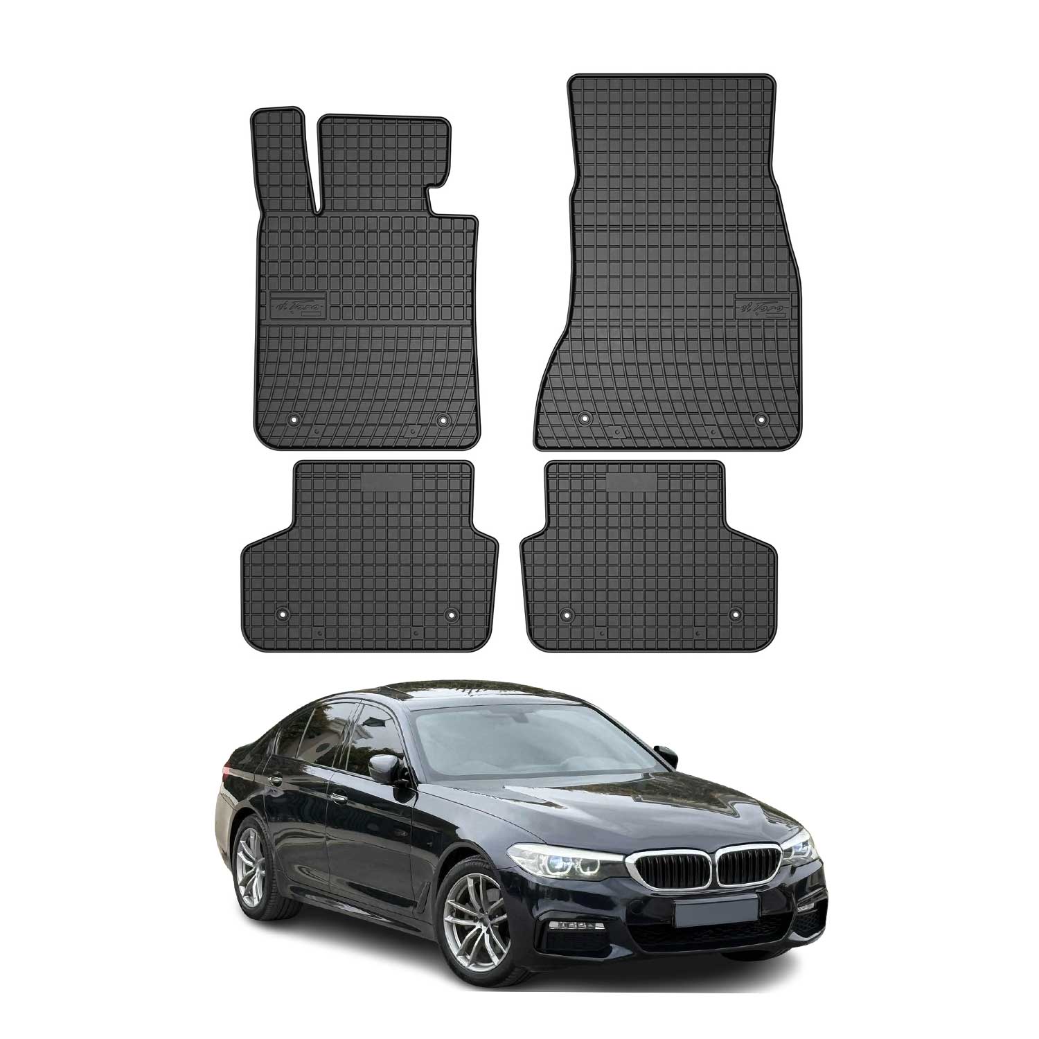 OMAC Tapis de sol pour BMW Série 5 G30 G31 Berline Break 2017-24 Noir caoutchouc