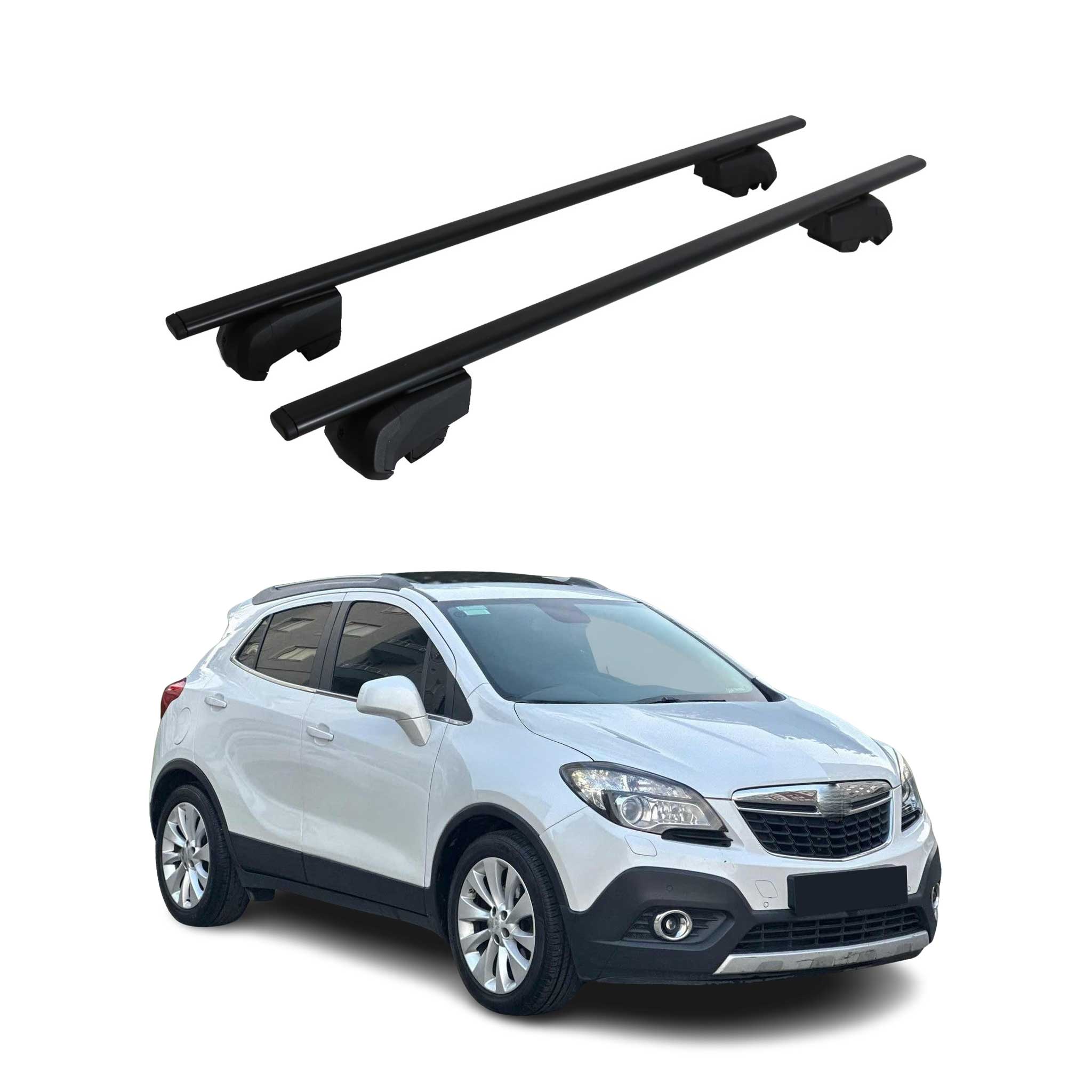 Barres de toit Transversales pour Opel Mokka 2012-2015 Fer Noir ABE