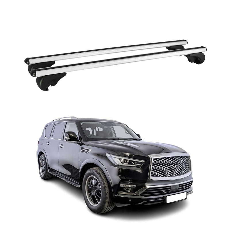 Barres de toit Transversales pour Infiniti QX80 2014-2024 Aluminium Argent