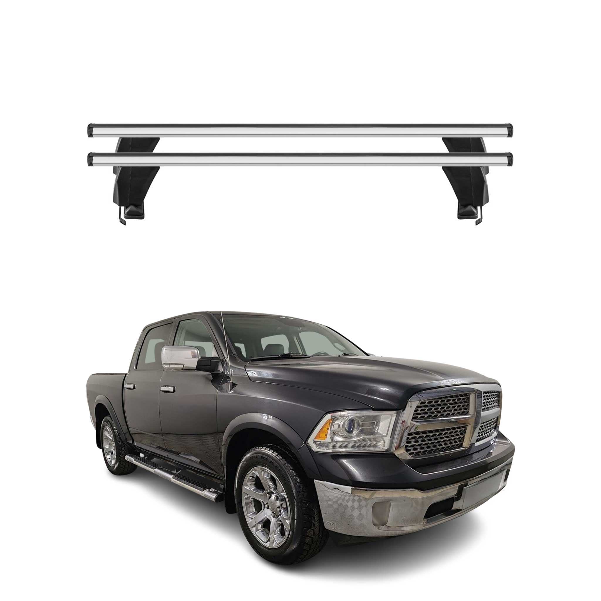 Menabo Barres de toit Transversales pour RAM 1500 IV 2010-2017 Alu Gris 2x ABE
