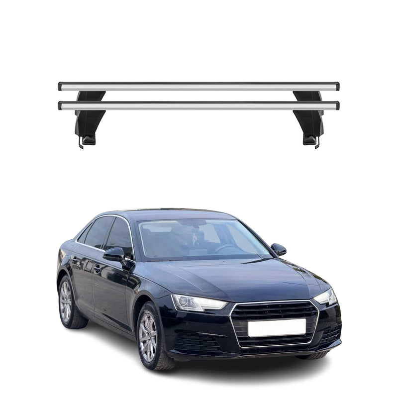 Menabo Barres de toit transversales pour Audi A4 S4 B9 Berline 15-25 Gris 2x
