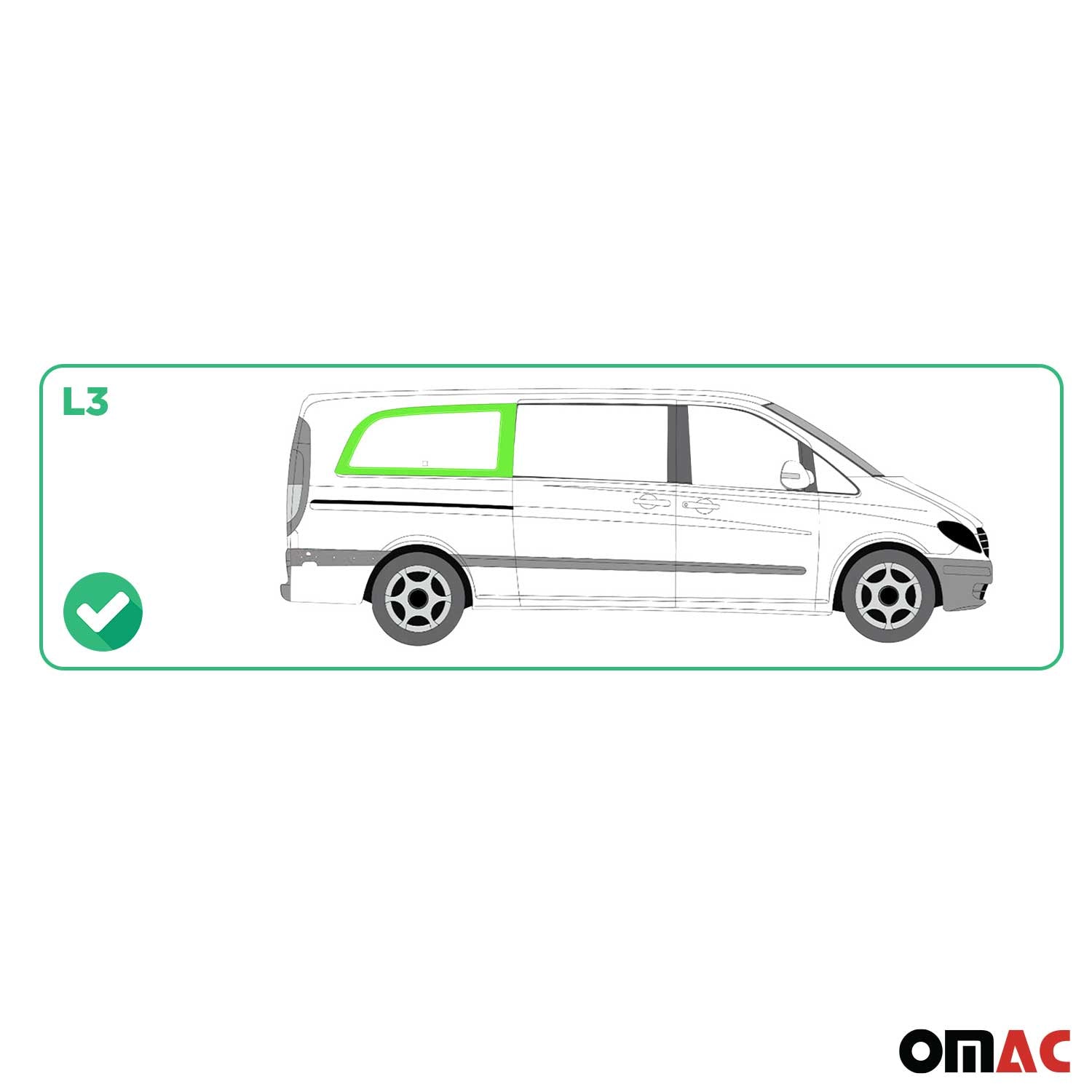 Vitre de Porte pour Mercedes Vito W639 2003-2014 L3 Arrière Droit Verre fixe