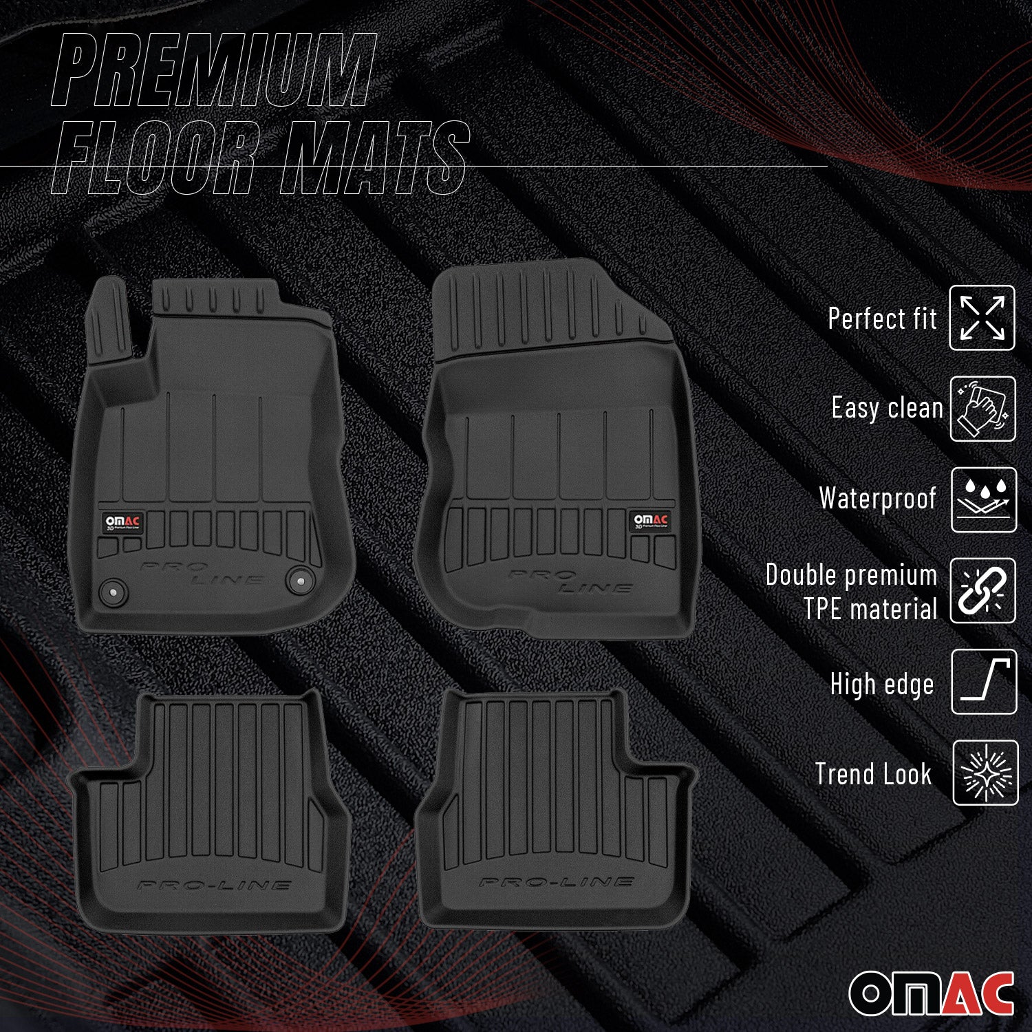 Tapis de Sol pour Peugeot 2008 2013-2019 Caoutchouc TPE Noir