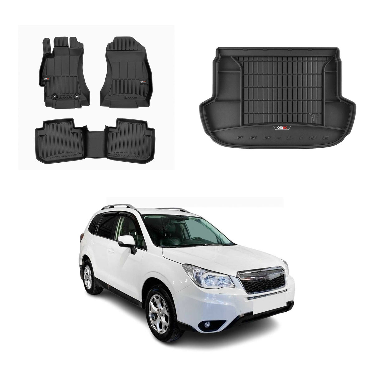OMAC Kit Tapis de Sol et Coffre pour Subaru Forester IV 2013-2018 Noir