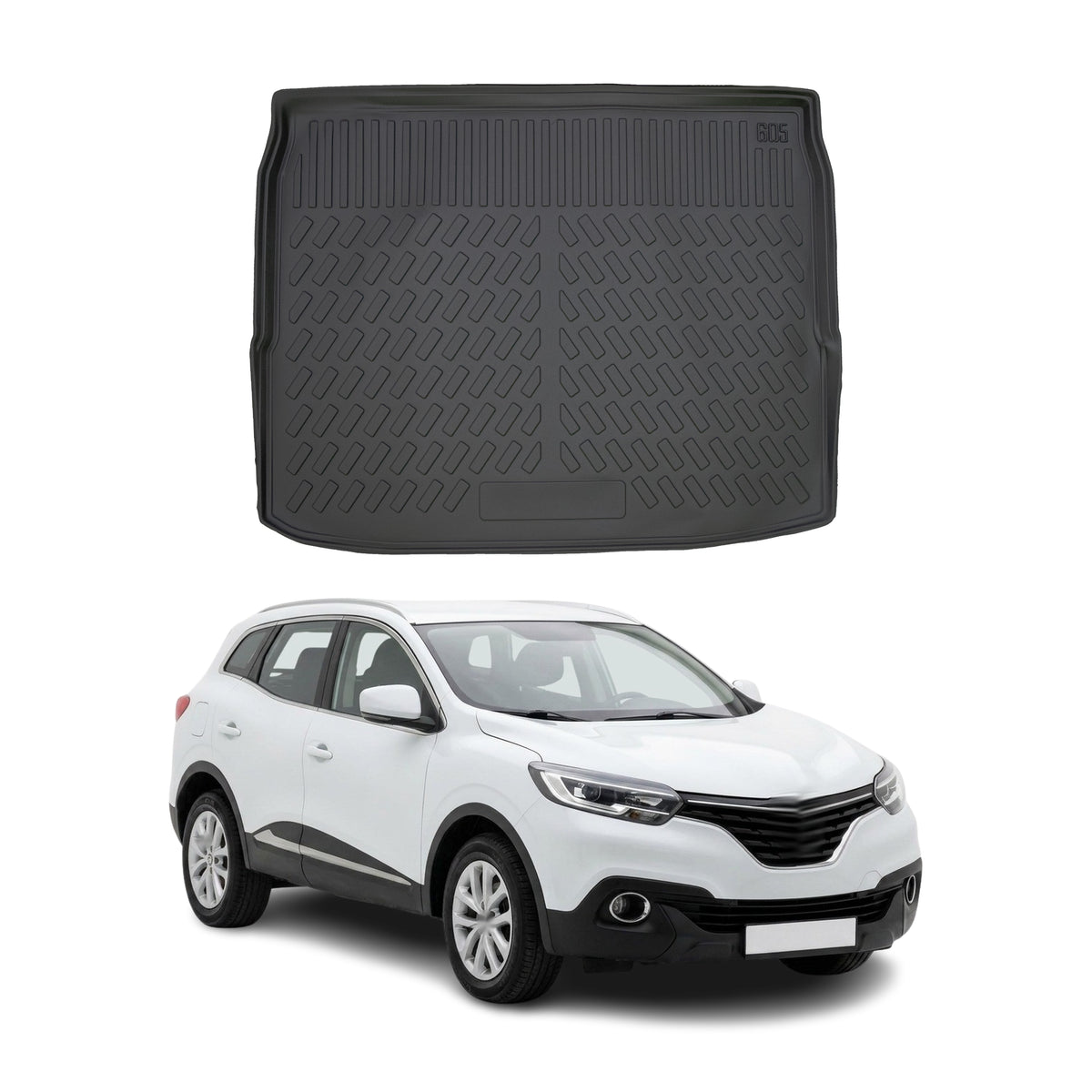 Tapis de coffre pour Renault Kadjar 2015-2022 Noir 3D en Caoutchouc TPE