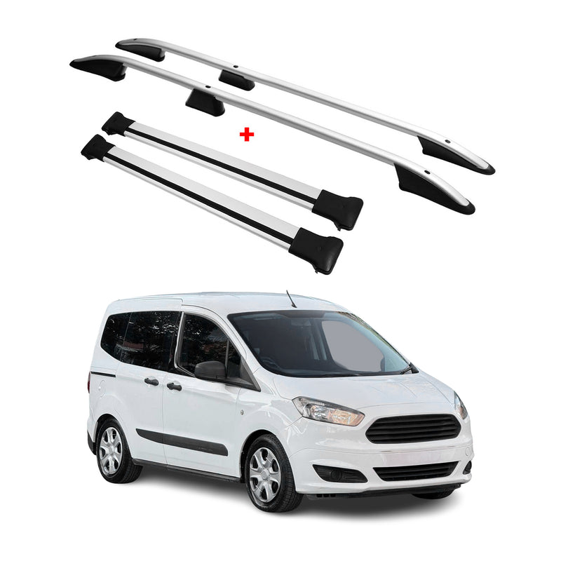 Kit Barres de toit pour Ford Transit Tourneo Courier 2012-2024 Alu Gris 4x