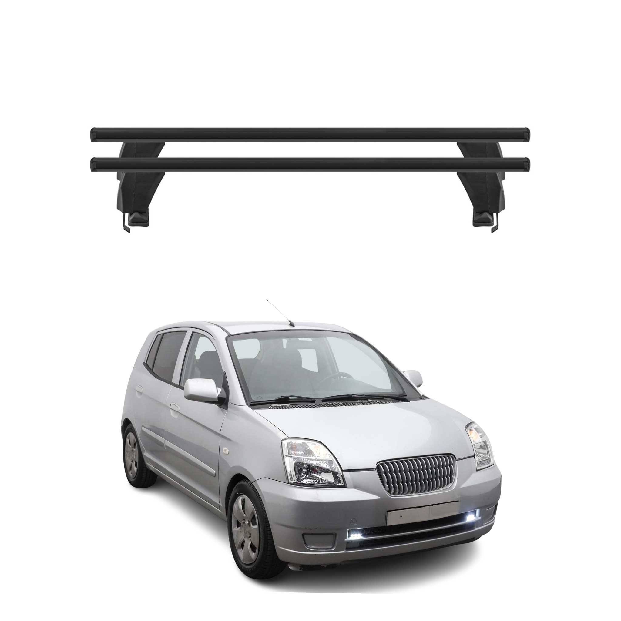 Menabo Barres de toit Transversales pour Kia Picanto 2004-2010 Noir ABE 2x