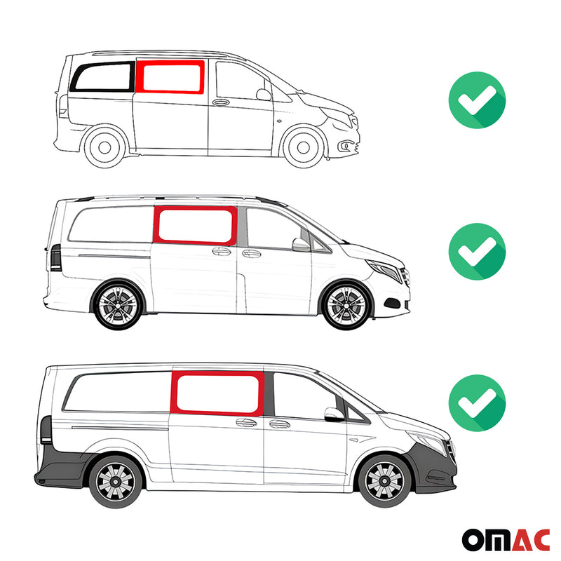 Vitre de Porte pour Mercedes Vito W447 2014-2024 L2 L3 Avant Droit Verre fixe