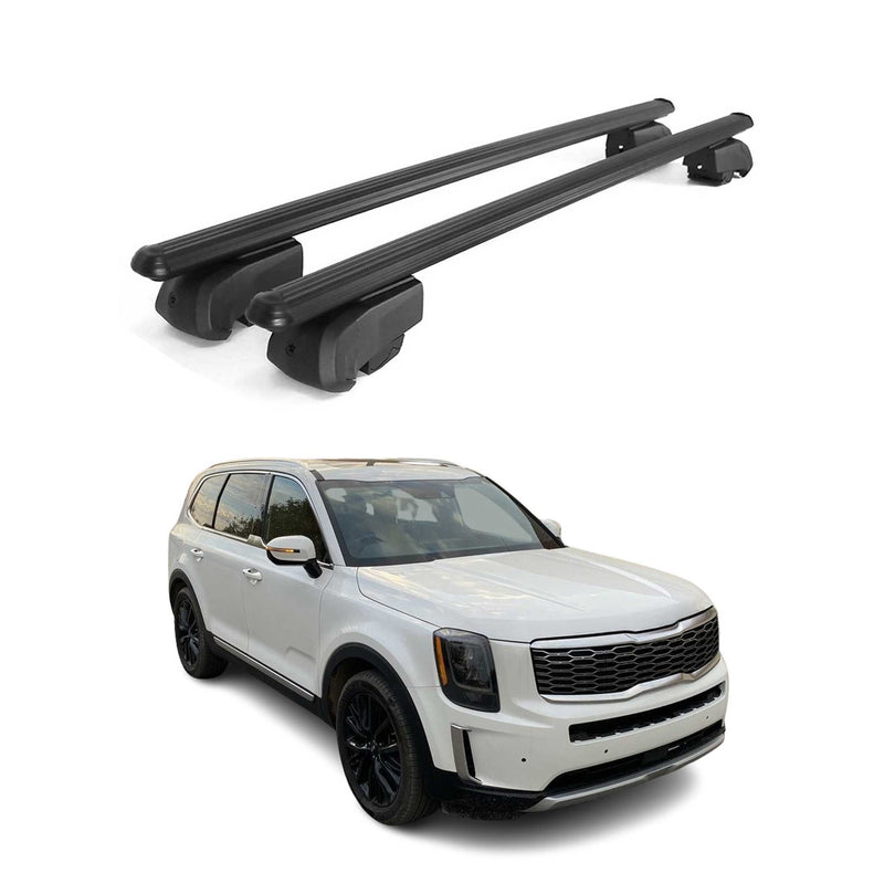 Barres de toit Transversales pour Kia Telluride 2020-2024 Aluminium Noir