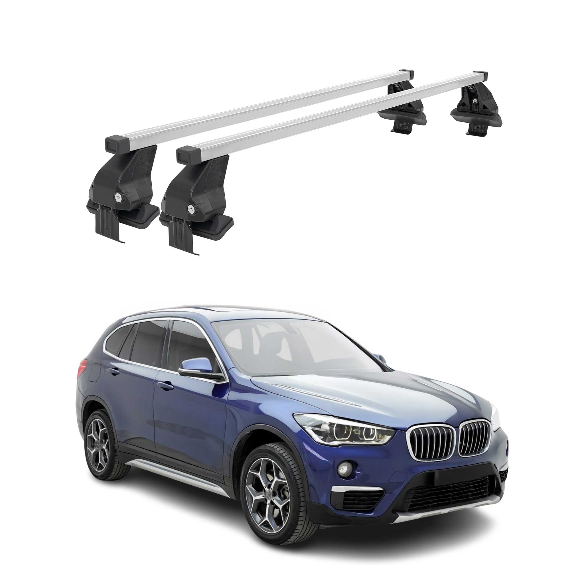 Barres de toit transversales Menabo pour BMW X1 F48 2015-2022 Acier Gris