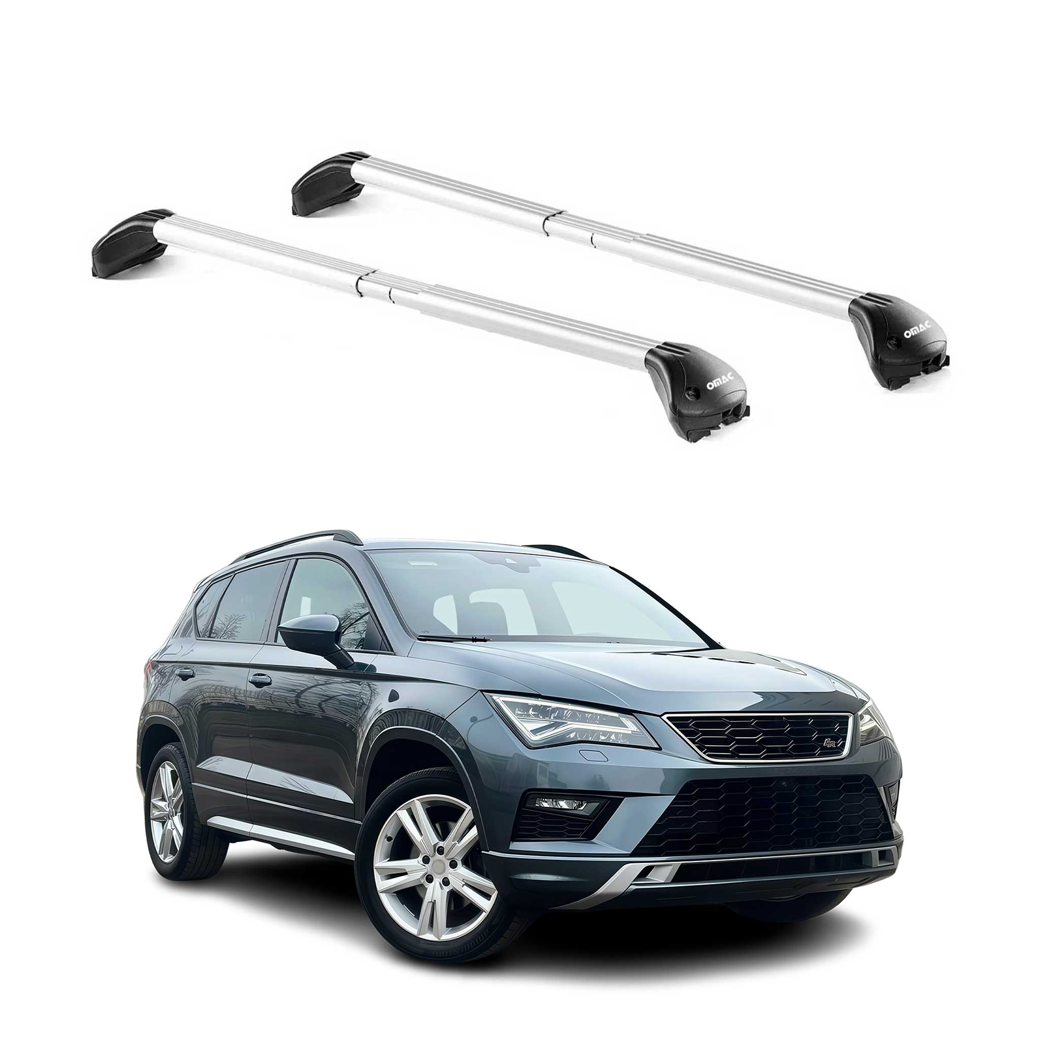 Barres de toit pour Seat Ateca KH 2016-2026 5P Gris Argenté 2 pièces ABE