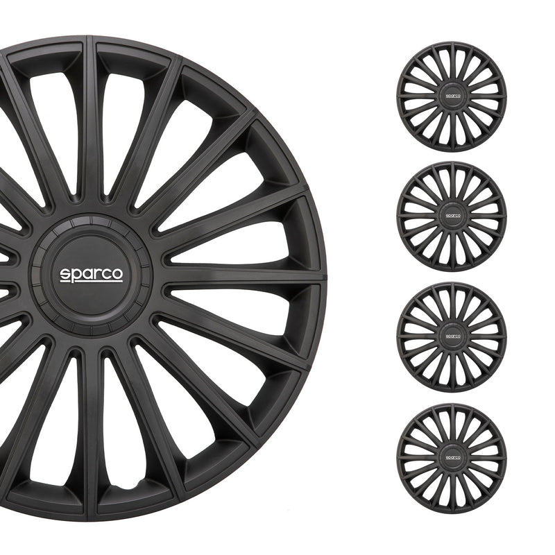 SPARCO Jeu Enjoliveurs de Roues 14 Pouces Noir en ABS 4 pcs