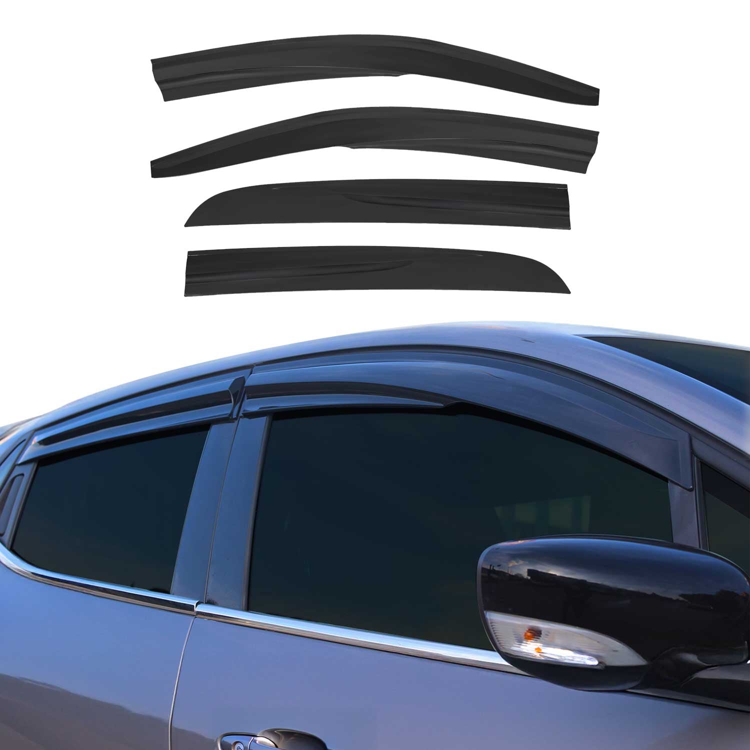 Déflecteurs De Vent Pluie D'air pour Peugeot 301 2012-2021 4 pcs en Acryl noir