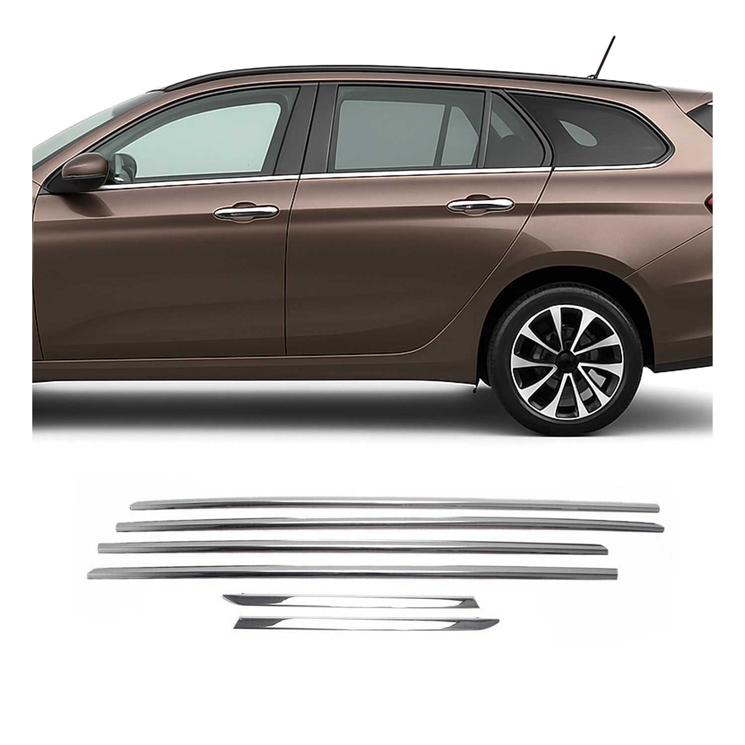 Baguettes pour contour Latérales pour Fiat Tipo Kombi 2015-2026 Chromé inox